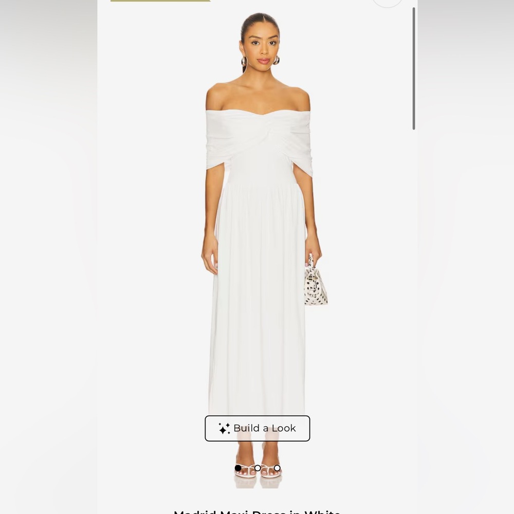 Off-Shoulder White Maxi Dress with Ruched Bodice